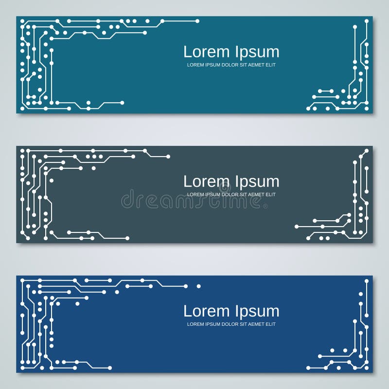 Digital circuit style banners vector templates collection stock illustration