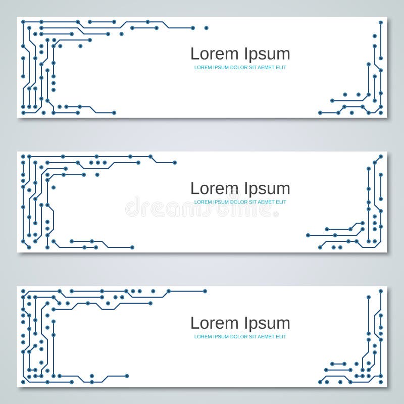 Digital circuit style banners vector templates collection royalty free illustration