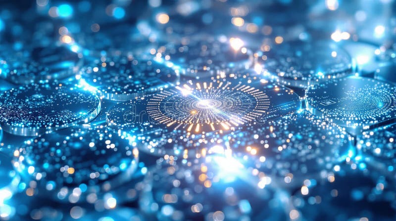 Glowing Digital Circuits Abstract, generative ai vector illustration