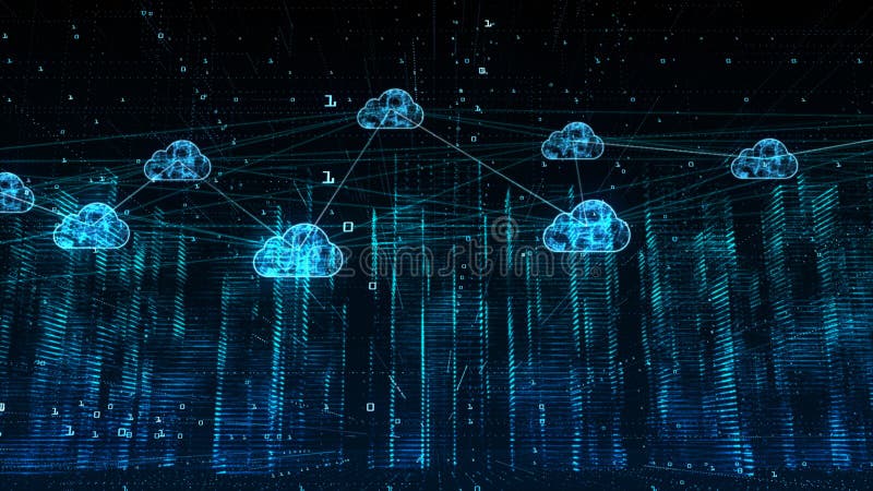 Digital city, Digital cyberspace, Digital data network cloud computing connections concept stock illustration