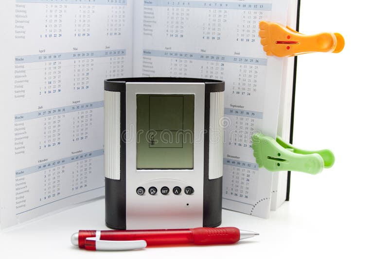 Digital Clock With Ballpoint Pen Stock Photo Image of writing