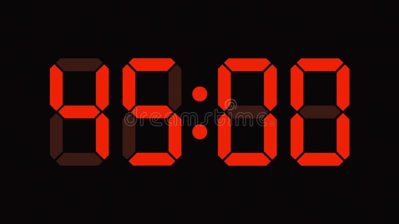 Digital clock countdown from sixty to zero - full HD LED display - orange numbers