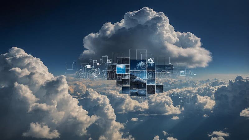 Digital Cloud Computing Concept in the Sky royalty free illustration