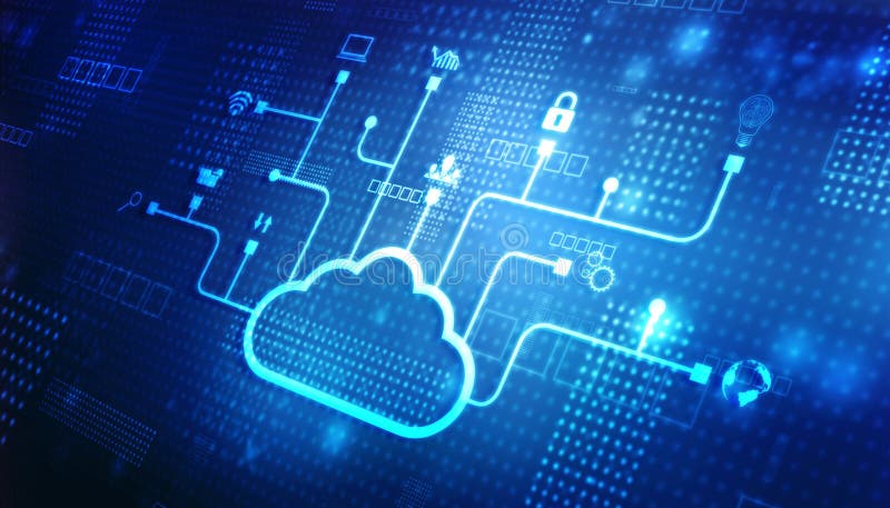 Digital Cloud Computing, Cyber Security, Future Technology Digital Data Network Connection Background stock illustration
