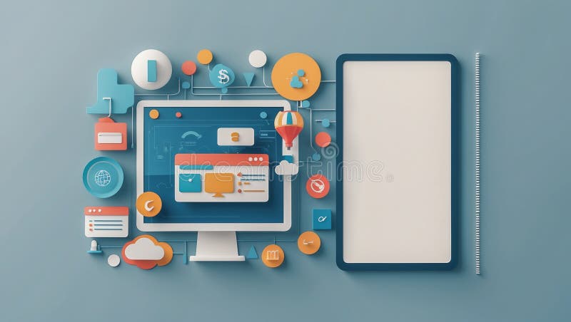 Digital Cloud Computing and Smart Technology. A futuristic digital representation of cloud computing and smart technology integration