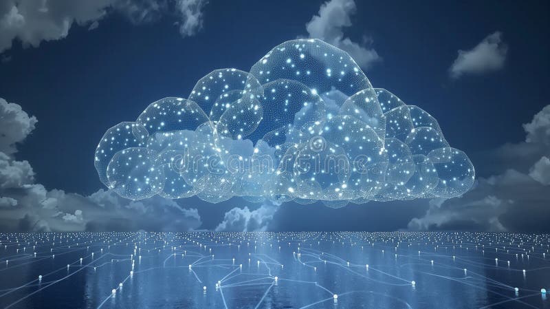 Digital Cloud Network with Glowing Connections royalty free illustration