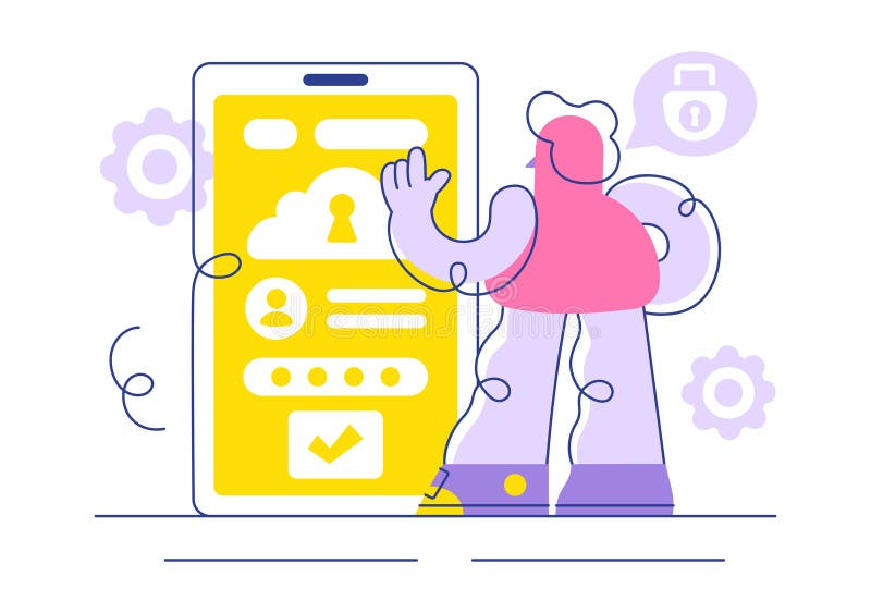 Digital Cloud Security Vector Illustration Featuring Safety and Data Protection for Networks, Internet, Hosting, and Backup vector illustration