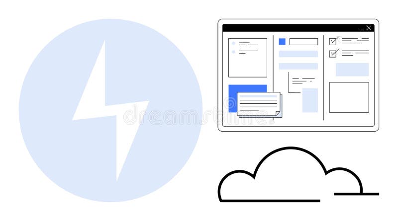 Digital Collaboration Platform with Cloud Computing and Efficiency Concept royalty free illustration
