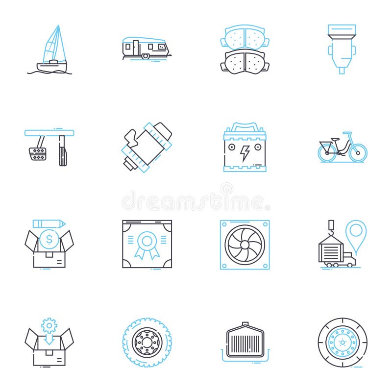 Digital Commerce linear icons set. E-commerce, Online shopping, Mobile payments, Cryptocurrency, Virtual storefront stock illustration