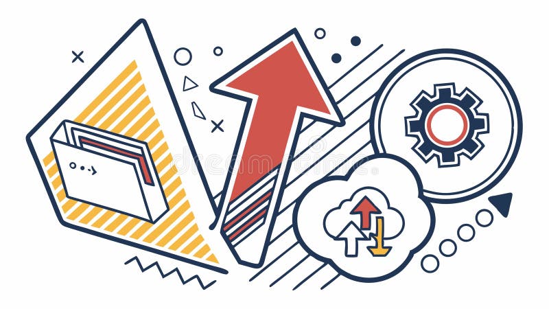 Digital Communication and Process Icons, Technology Flow, vector design Generative AI stock illustration