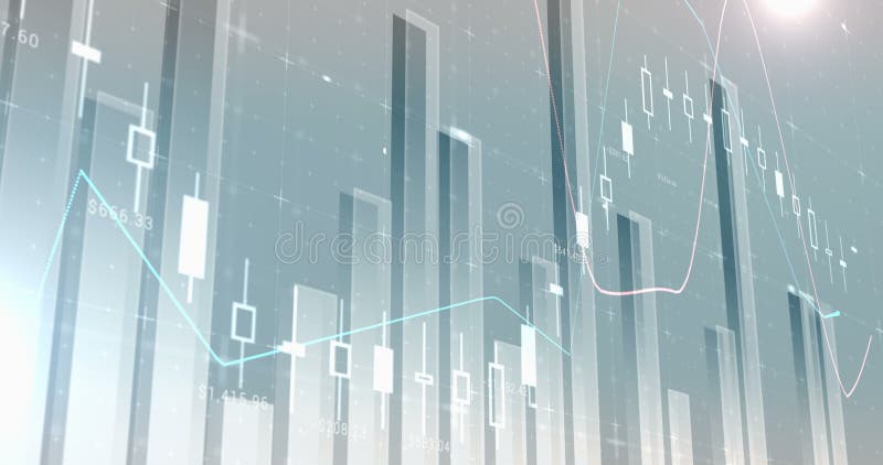Digital composite of financial charts 4k royalty free illustration