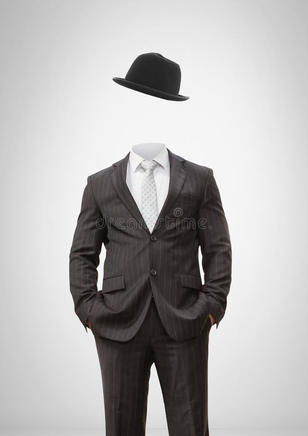 Headless Man with Surreal Floating Hat Stock Image - Image of white, copy:  109395101