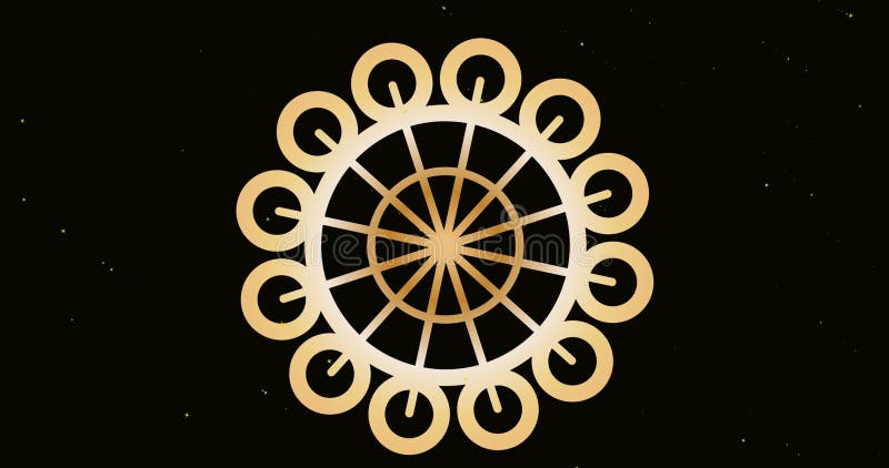 Digital composite image of abstract circular pattern with twelve rings over black background royalty free illustration