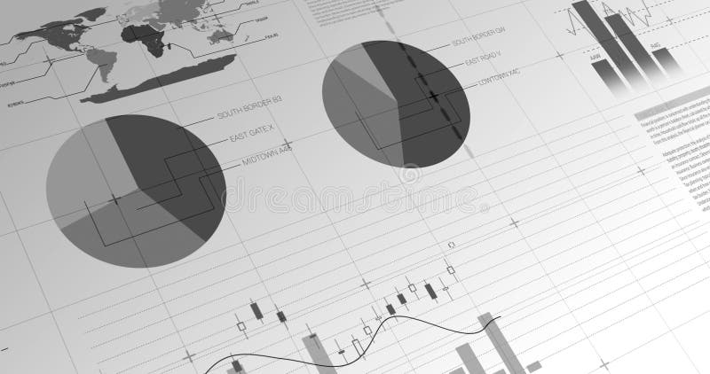 Digital composite of financial charts 4k vector illustration