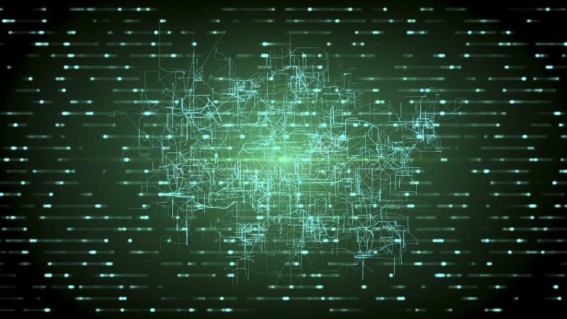 Digital connectivity, artificial intelligence and data storage concept. Emerging connections, conductors and neural signals stock illustration