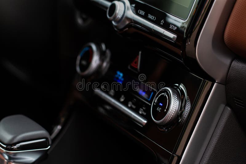 Digital Control Panel Car Air Conditioner Dashboard. Stock Image