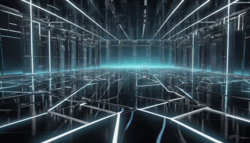 Digital Cyber Grid Room royalty free stock image