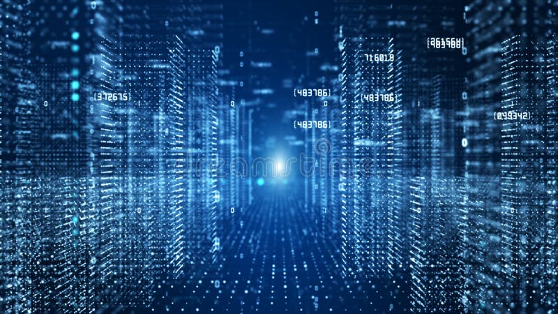 Digital cyberrymd med partiklar och digitala nätverksanslutningar vektor illustrationer