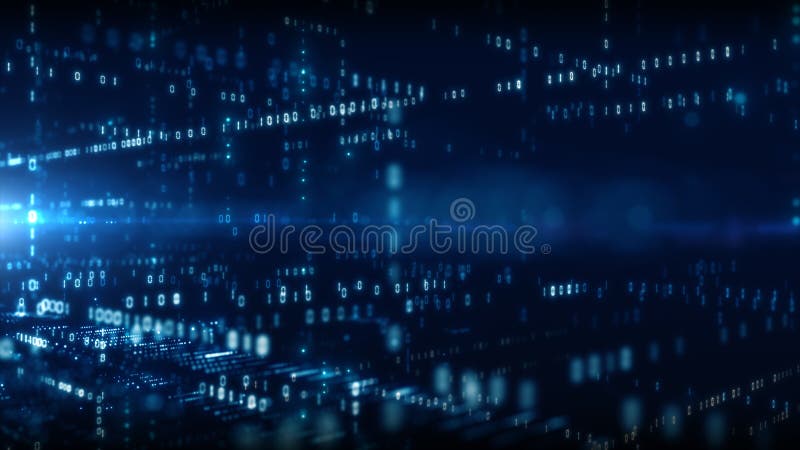 Digital cyberrymd med partiklar och ett koncept för anslutning till digitala datanät stock illustrationer