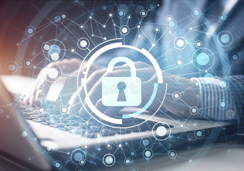 Digital cybersecurity and network protection royalty free stock images