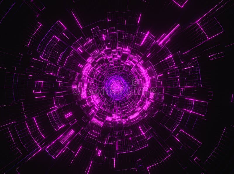 Digital cyberspace, data network tunnel background royalty free illustration