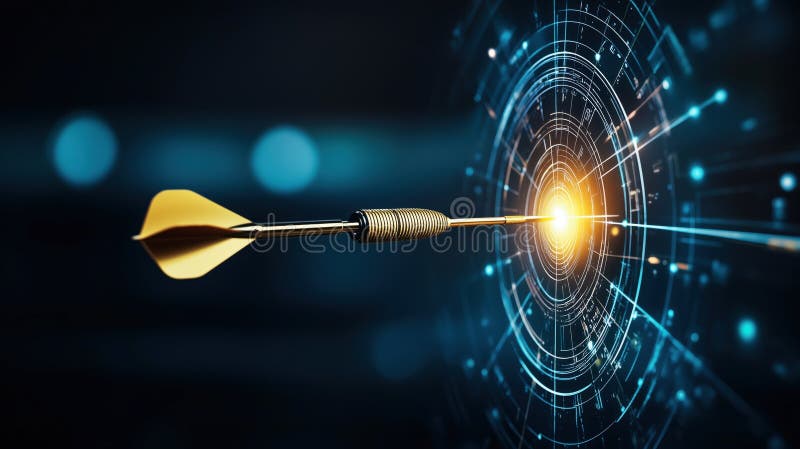 Digital dartboard captures the moment a dart strikes the bullseye royalty free illustration