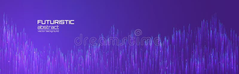 Digital data background. Futuristic glowing lines on a vibrant purple backdrop. Data flow, sound waves or analytics concept royalty free illustration