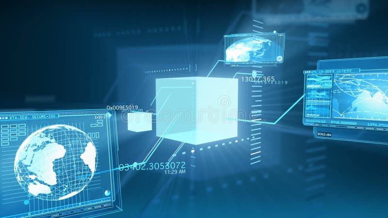 (HD Loop) - Abstract data code interface matrix and info typing on screens. HD 1080 Seamless loop. v. 8. Computer matrix video
