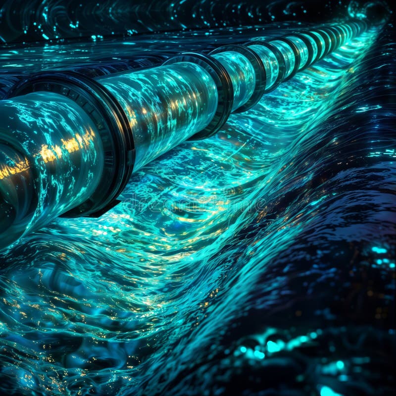 Abstract Digital Flow: Glowing Pipeline Against Dark Background, generative ai vector illustration