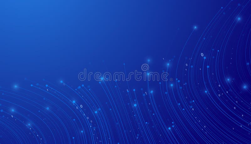 Digital Data Flow Vector Background. Big Data Technology Lines. 5G Wireless Data Transmission. Information Flow in Virtual Reality stock illustration
