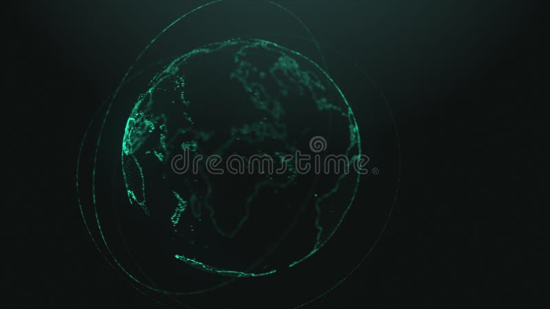 Digital data globe - 3d Earth animation. Earth Animation Rotating Seamless Flying in Cyberspace Structure Around Globe stock illustration