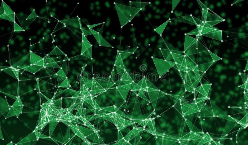 Digital data and green network connection lines for technology stock illustration