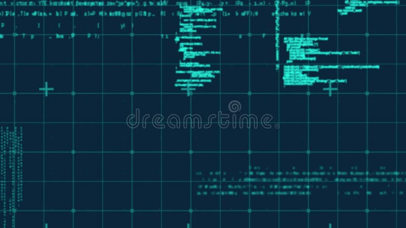 Digital data processing animation with circular patterns and binary coding. Technology, code. Binary coding data processing video