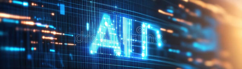 Digital Data and Technology Concept Showing Blurred Motion of Network and Code Elements with Glowing Light Effects and royalty free stock photography