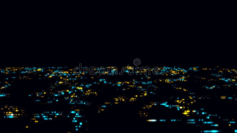 Digital database cyberspace. Decoding algorithms hacked software. Cyber security with moving particles. Big data visualization. 3d vector illustration