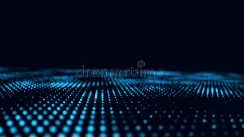 Digital database cyberspace. Decoding algorithms hacked software. Cyber security with moving particles. Big data visualization. 3d stock illustration