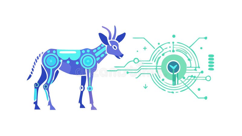 Digital Deer with Circuitry Pattern Flat Vector Art, vector design Generative AI stock illustration