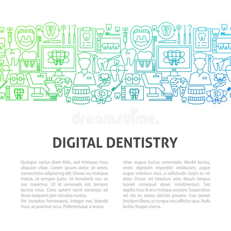 Digital Dentistry Dental Line Template Stock Vector Illustration of