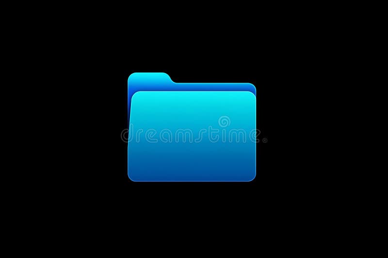 A digital depiction of a bright blue folder icon on a black background. The folder stock illustration