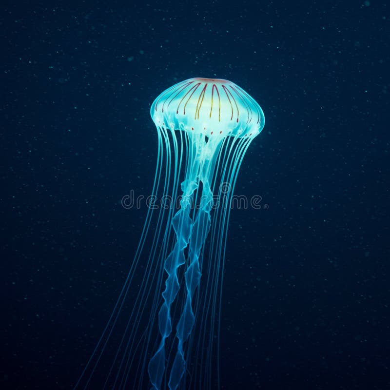 A digital depiction of a jellyfish floating in deep ocean waters royalty free illustration
