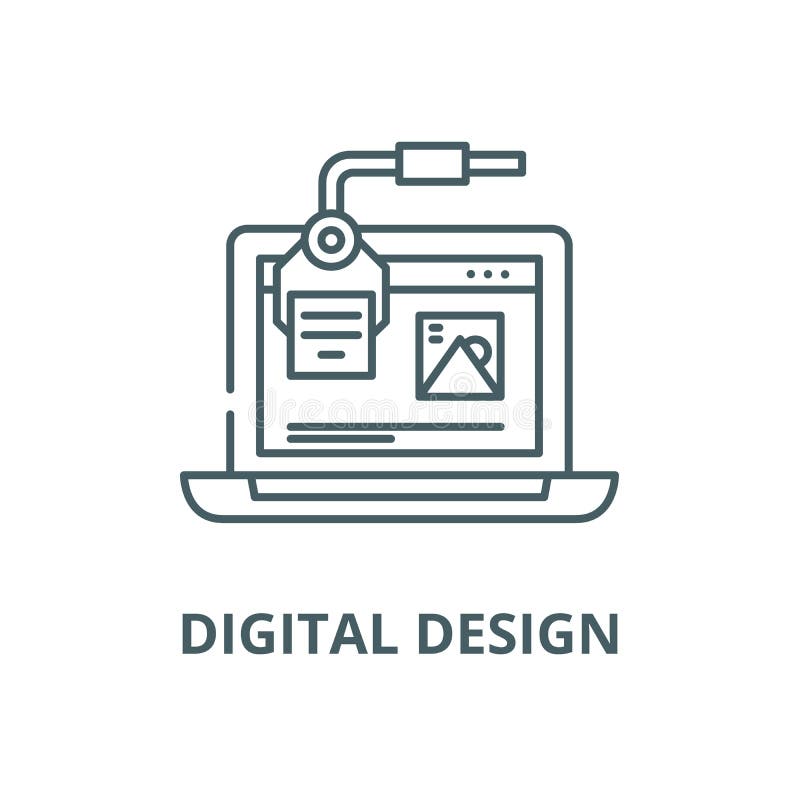 Digital design vector line icon, linear concept, outline sign, symbol. Digital design vector line icon, outline concept, linear sign