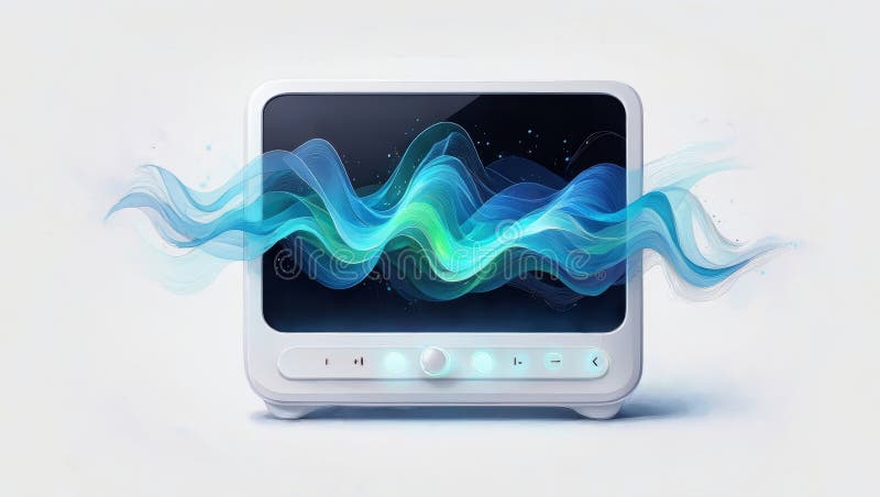Digital Device with Waveform Visualization vector illustration