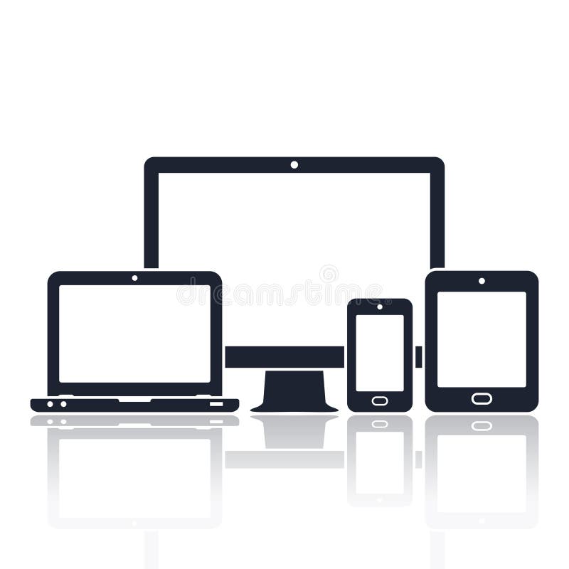 Digital devices icons. Smart phone, tablet, laptop and computer monitor. Vector illustration of responsive web design. royalty free illustration Digital devices icons. Smart phone, tablet, laptop and computer monitor. Vector illustration of responsive web design. royalty free illustration