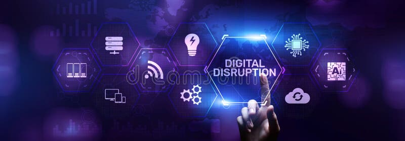 Digital disruption transformation digitalization innovation technology business concept royalty free stock photos Digital disruption transformation digitalization innovation technology business concept royalty free stock photos