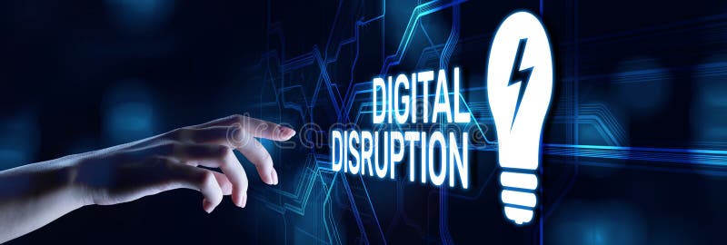Digital disruption transformation digitalization innovation technology business concept stock photos