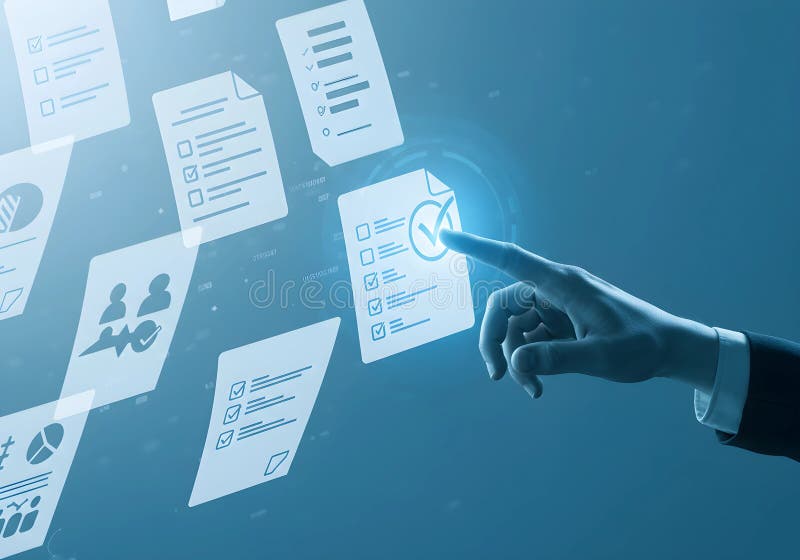 Digital Document with Checklist Being Selected vector illustration
