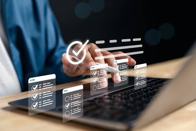 Digital document task list for workflow and project planning. Perfect for task approval, tracking royalty free stock images