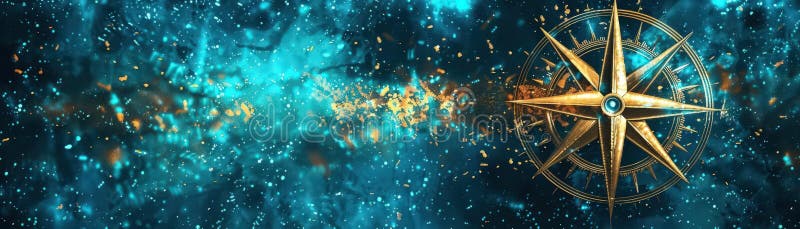 Digital drawing of a compass rose with the needle pointing towards success guiding the way forward royalty free illustration