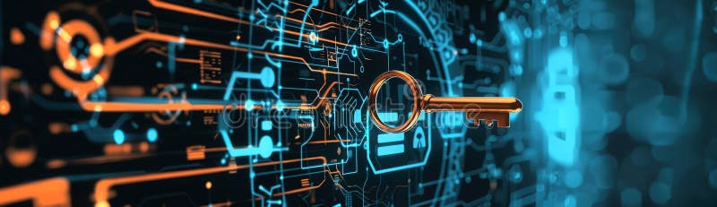 Digital drawing of a key unlocking a door labeled Success illustrating overcoming obstacles royalty free illustration