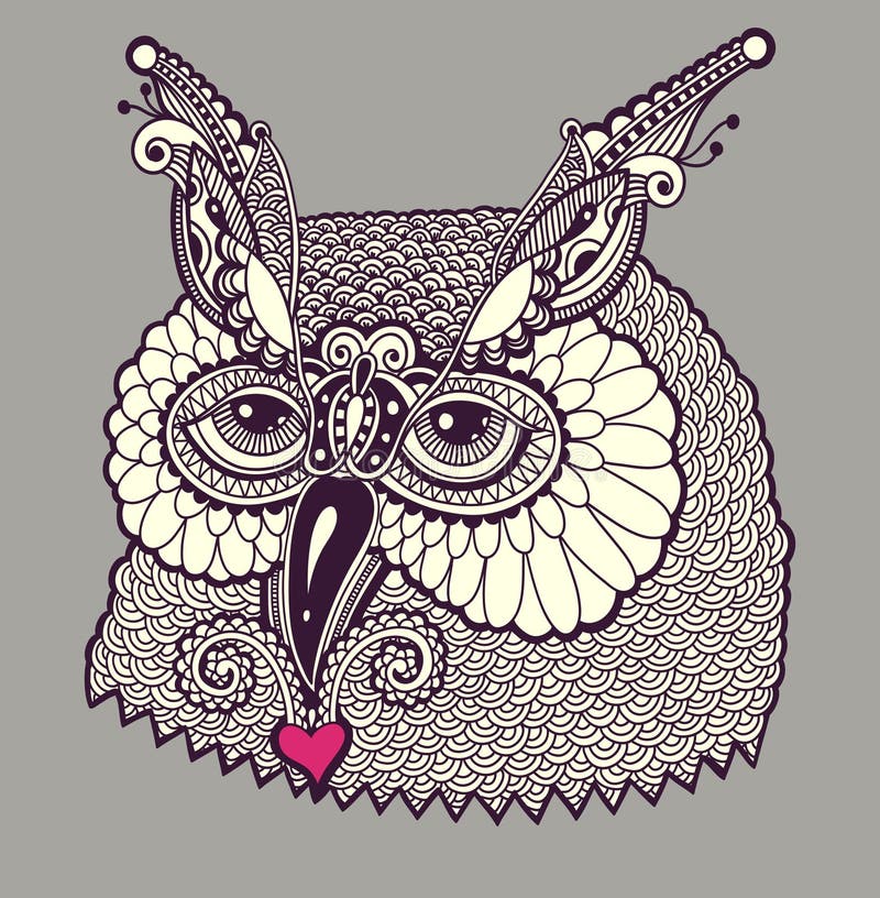 Digital drawing of owl head royalty free illustration Digital drawing of owl head royalty free illustration